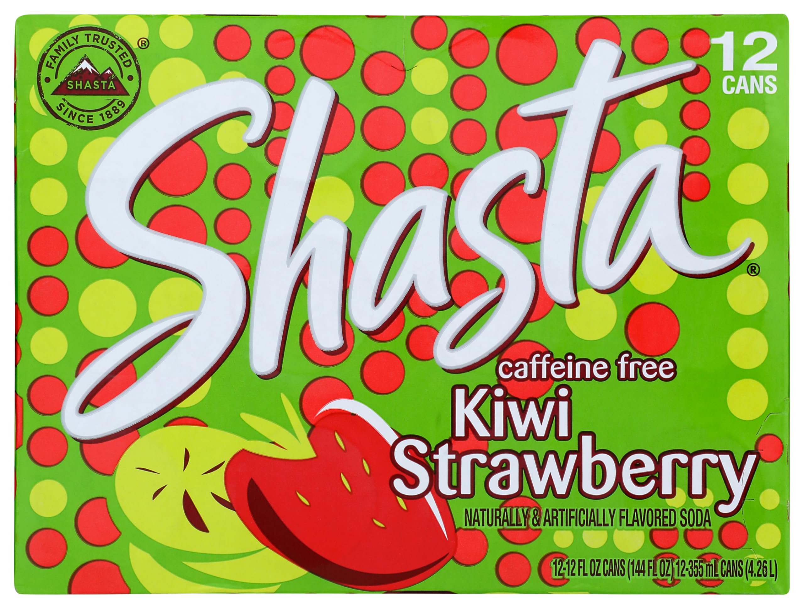 Shasta Soda, Kiwi Strawberry, Caffeine Free, 12 oz can, 12 pk