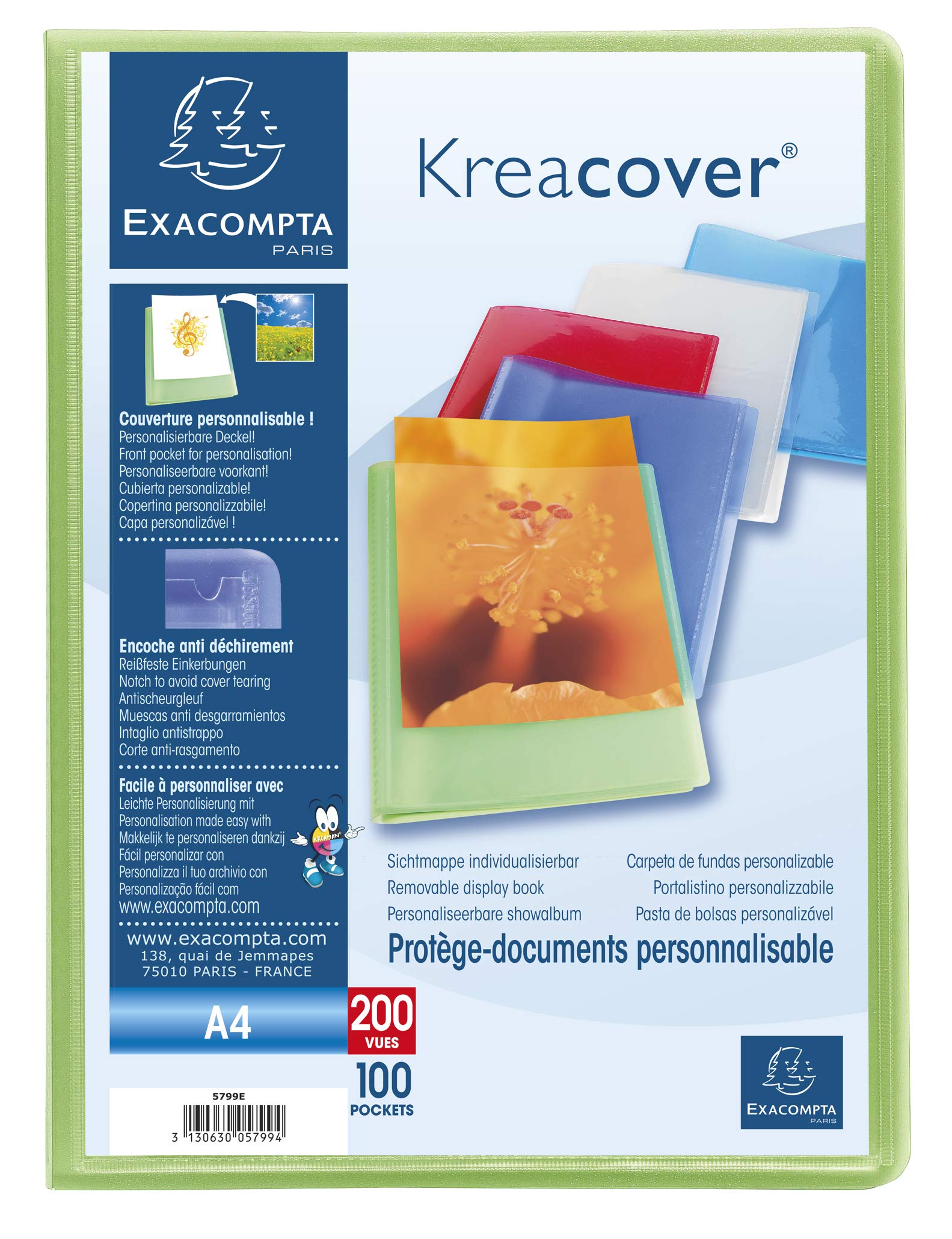 Exacompta 5799E Album ofertowy Kreacover - PP - 200 widoków - A4 - kieszeń na okładce - półsztywny - kolor: losowy
