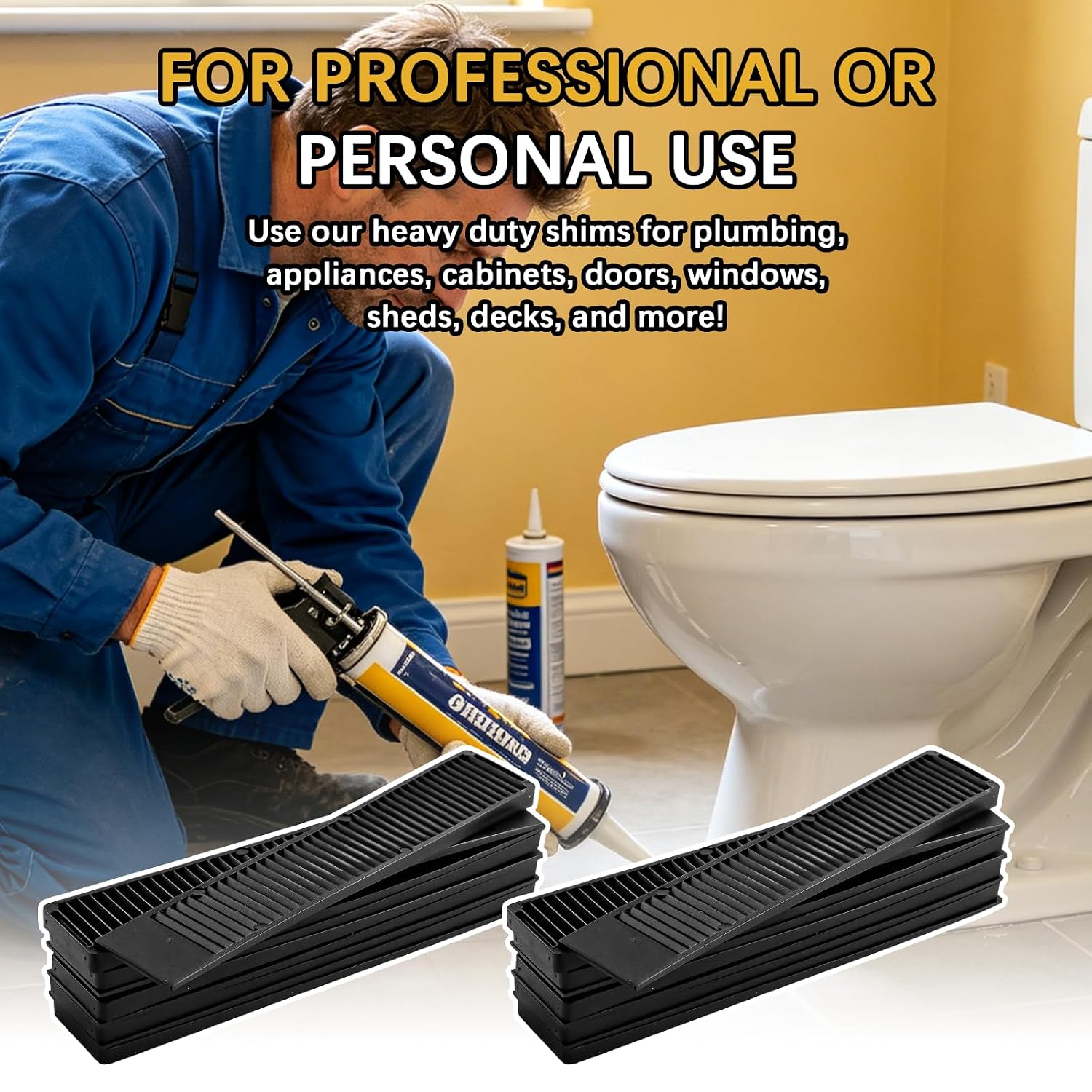 Composite Shims (48 Pack) - Hard Composite Shims for Home Improvement - Never Rot Shims for Leveling - Restaurant Table Shims - Table Wedges - Toilet - DIY Furniture Levelers
