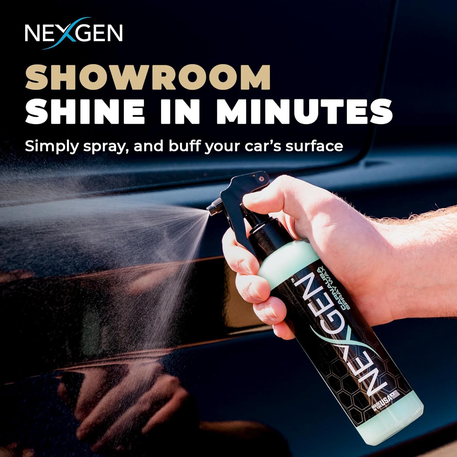 Nexgen Carnauba Spray Car Wax (16oz) - Nano-Polymers & Brazilian Carnauba for UV Defense & Wet-Look Gloss - Instant Car Detailing - Car Cleaning Supplies - Spray wax for Cars, Trucks & More