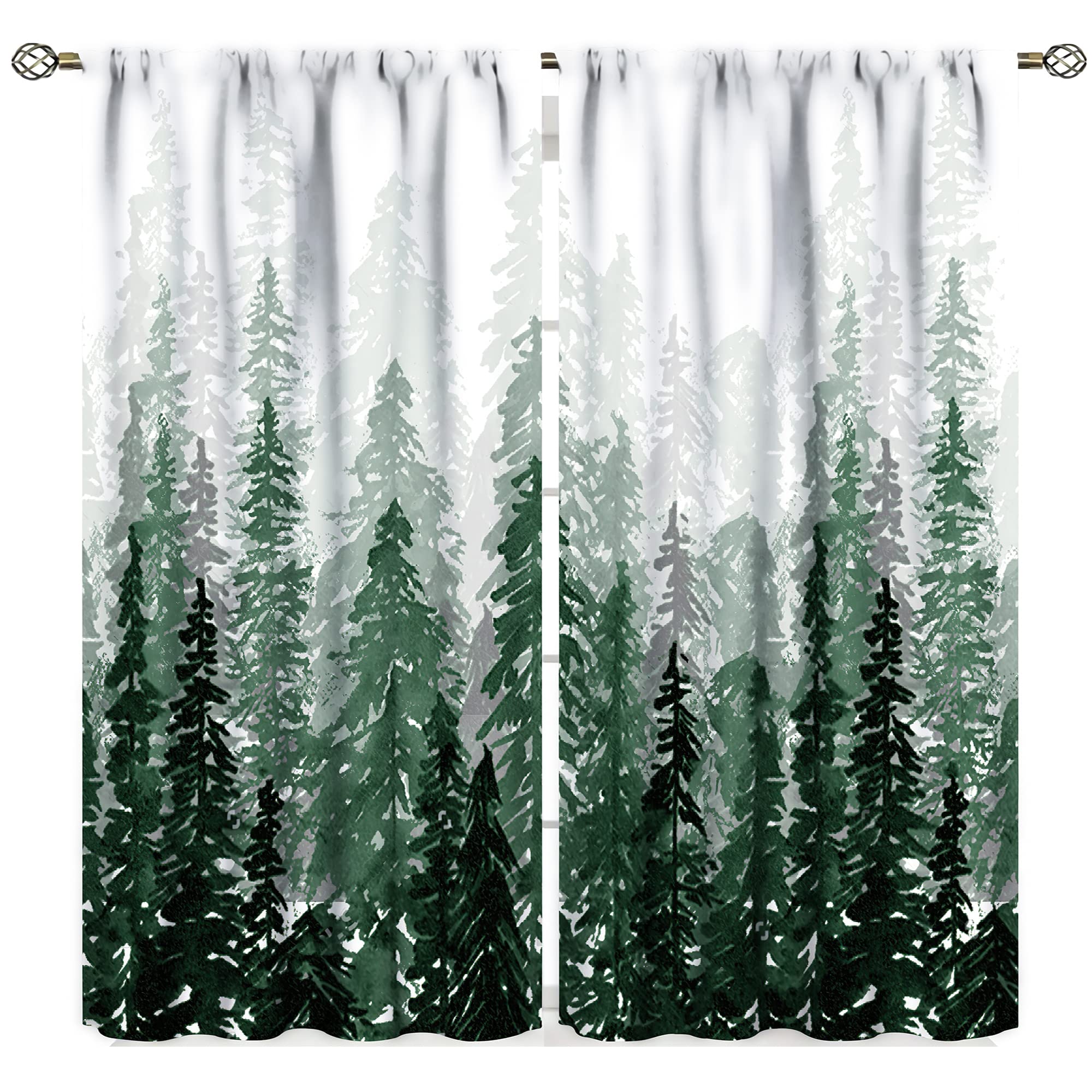 Room Curtains Pattern Printing Lake Matheson Mountain Peaks Covered Snow Thermal Insulated 52x84inch(132x213cm)