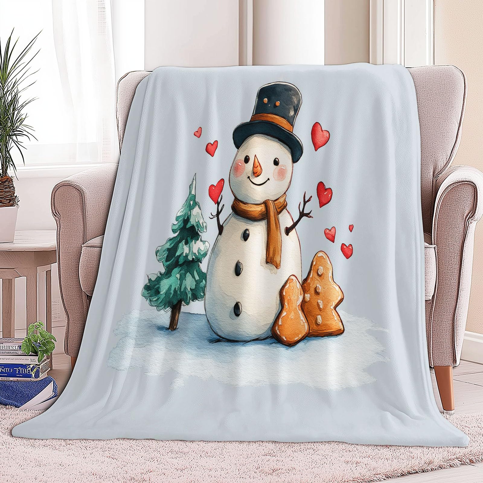Genérico Manta de Franela Muñeco De Nieve Navideño Árbol De Navidad Jengibre Mantas Sherpa 180 x 200 cm Suave Cálida Mantas, Gris Sofá Manta De Lana Camping Dormitorio Sala Estar Decoración del Hogar