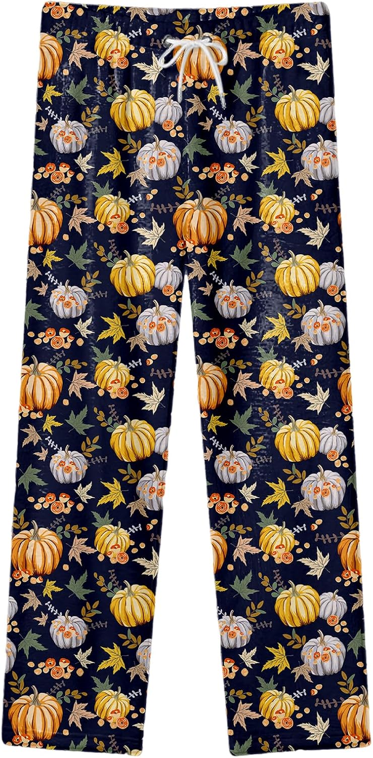 Halloween Fleece Pajama Pants Womens Flannel Fuzzy Cozy Pajamas Plush Lounge Pants Winter Warm Pj Bottoms