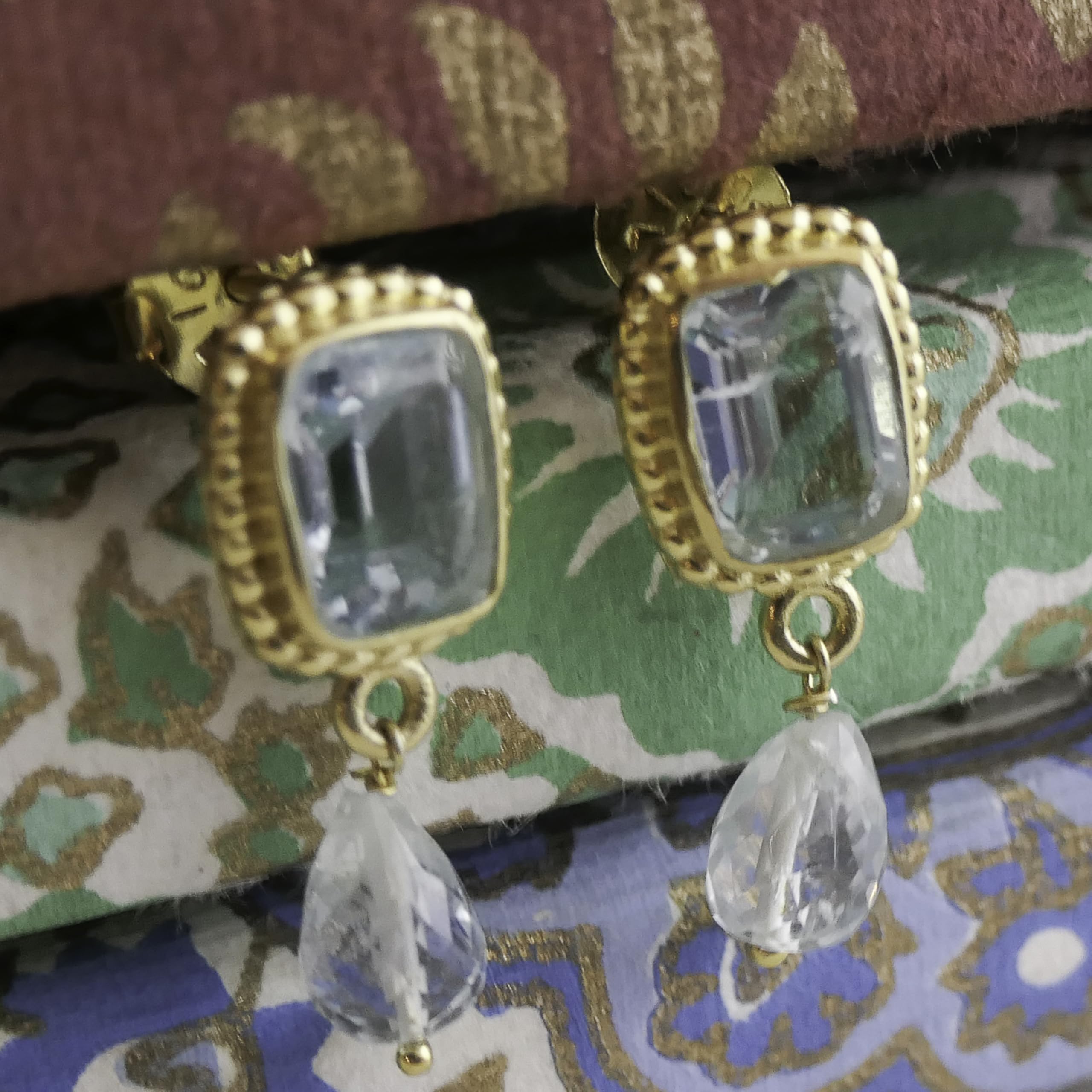 Blautopas Ohrhänger Vergoldet, 925 Sterling Silber