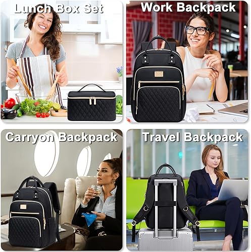 Miniatura 7 de Weitars Mochila de almuerzo para mujer, mochila para laptop de 15.6 pulgadas, mochila de viaje para mujer, mochila de trabajo, mochila para