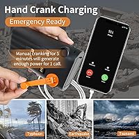 Vista 6 de ReeZar Cargador solar de 61200 mAh, manivela de mano integrada y 4 cables PD 15 W QC3.0 de carga rápida, entrada y salida tipo C, linterna