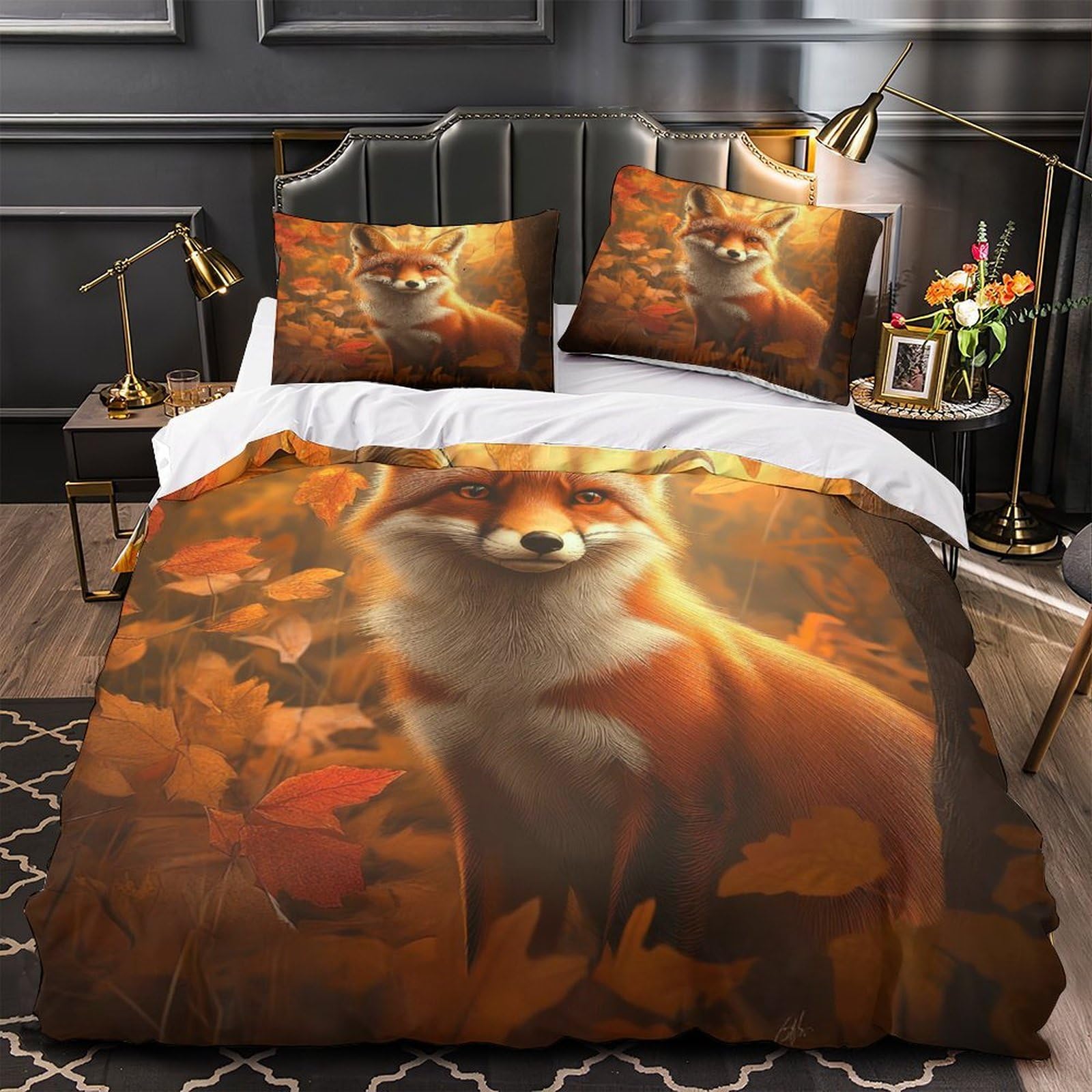 Housse de couette hypoallergénique 3D forêt lit garçon sans allergènes