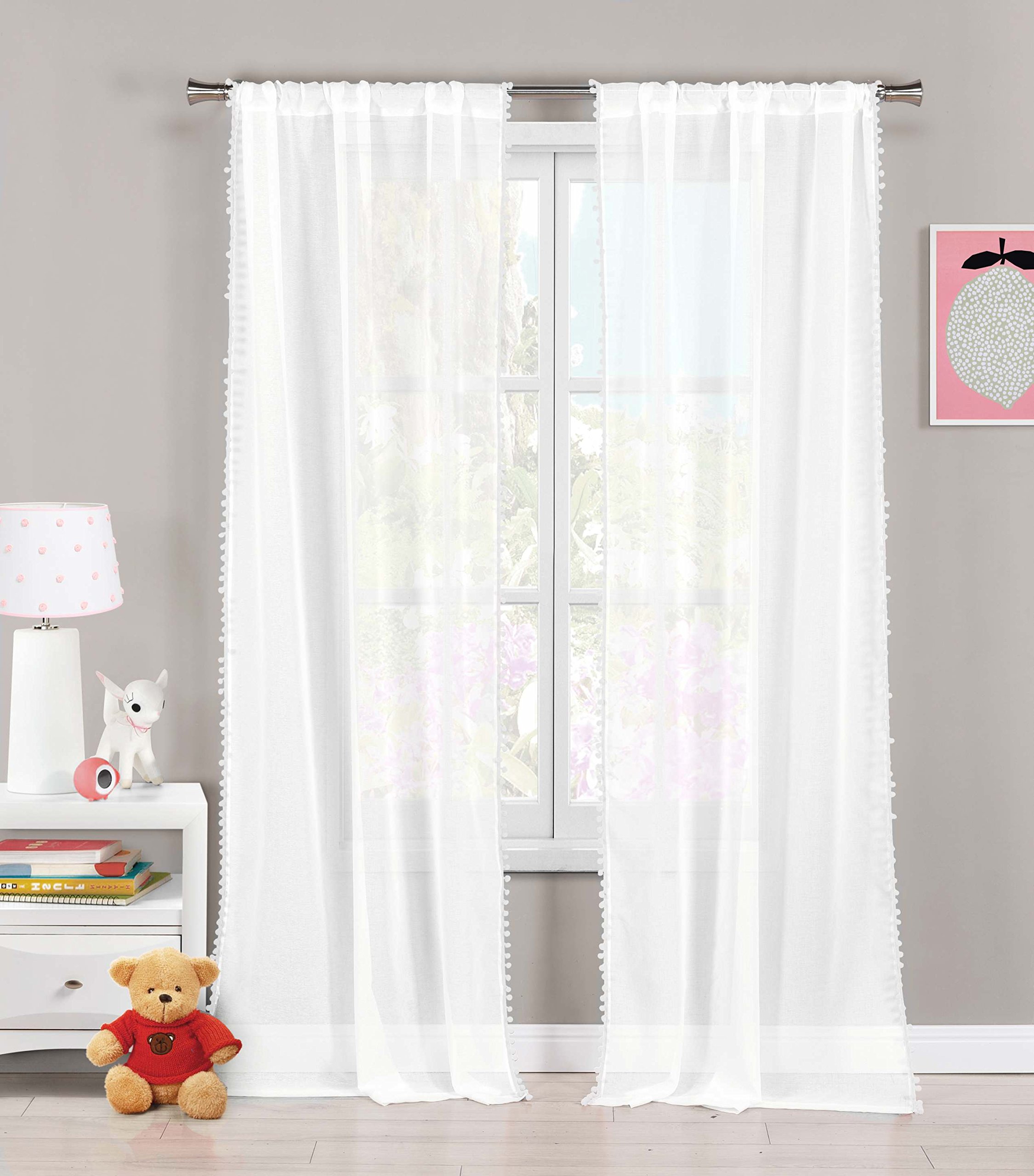 Lala + BashLizbett Solid Window Curtain, 38x84 (2 Pieces), White