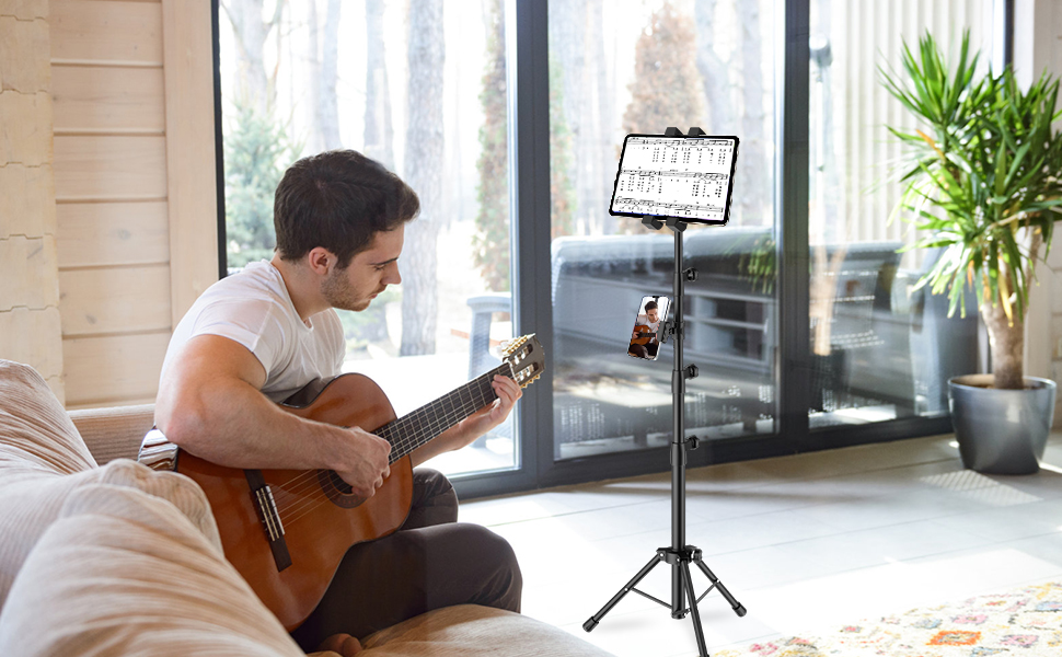 三脚 2クランプ付き フロアスタンド タブレットスマホ対応 調整可能 Amazon.co.jp: タブレット 三脚 スタンド フロアスタンド 床置き