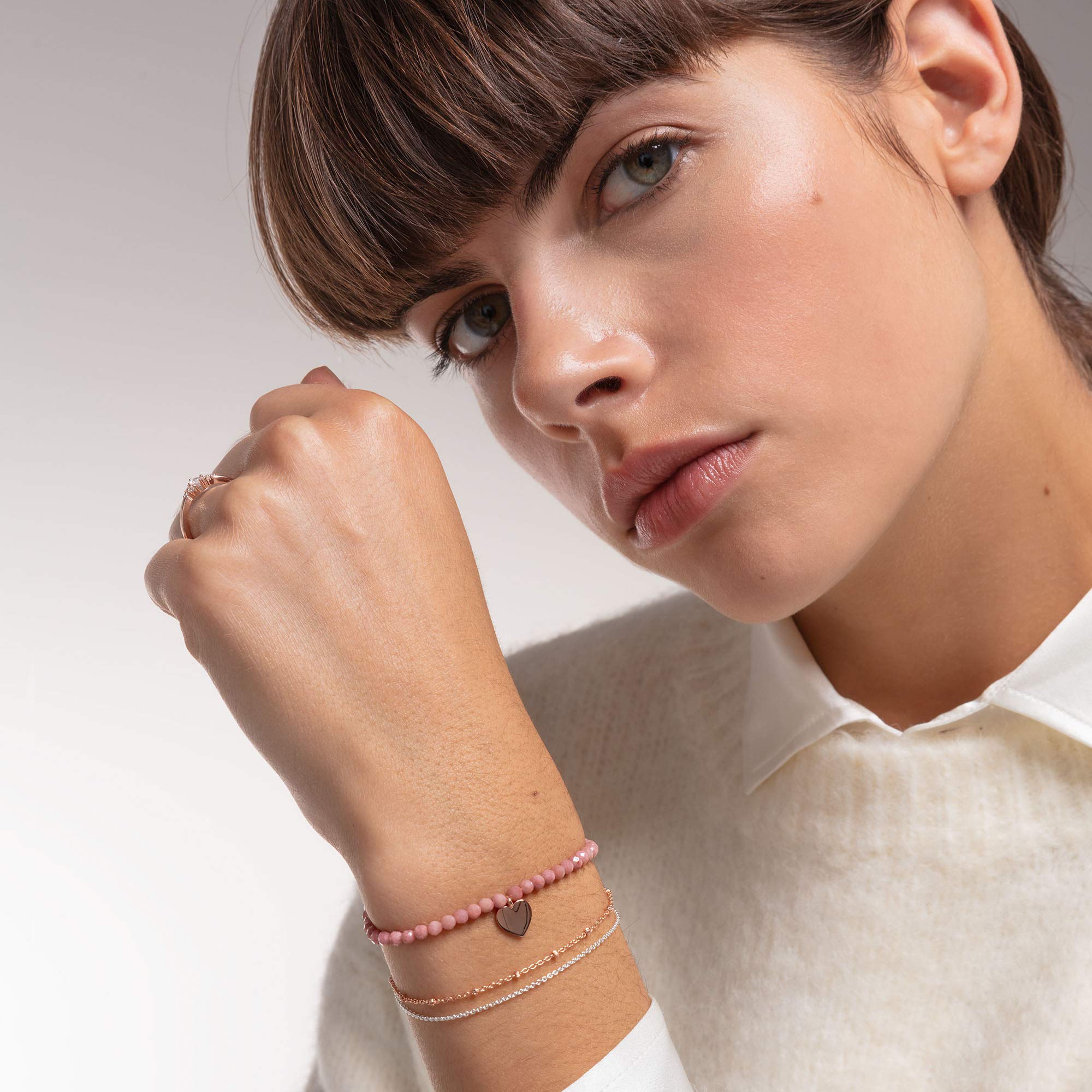 Thomas Sabo Armband rosa Perlen mit Herz 925 Sterling Silber A1985