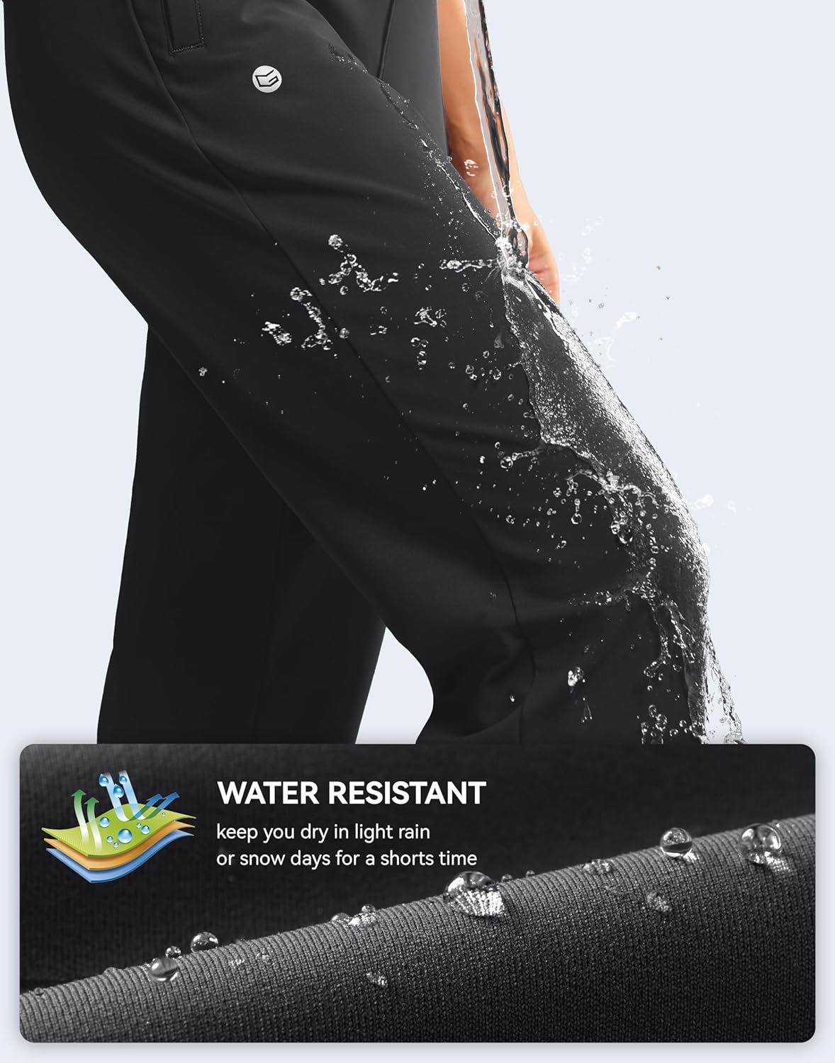 G Gradual Women's Fleece Lined Joggers Water Resistant Hiking Pants High Waisted Winter Thermal Sweatpants 3 Zipper Pockets - Image 6