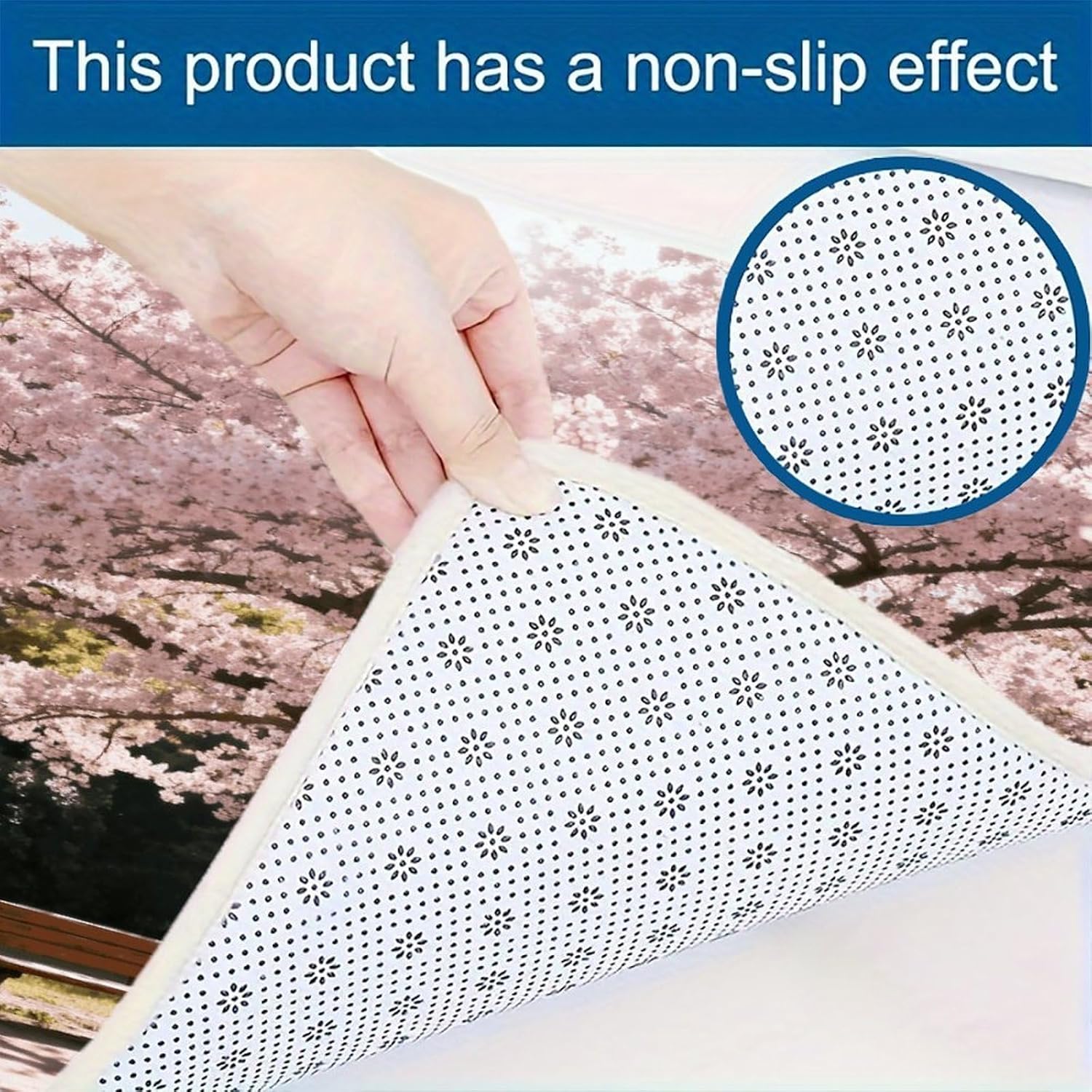 Cherry Blossoms Kitchen Rugs Sets of 3 Non Slip Kitchen Mat for Floor Comfort Standing Rug and Mats Thick Cushioned Long Area Carpets for Laundry Room Entryway