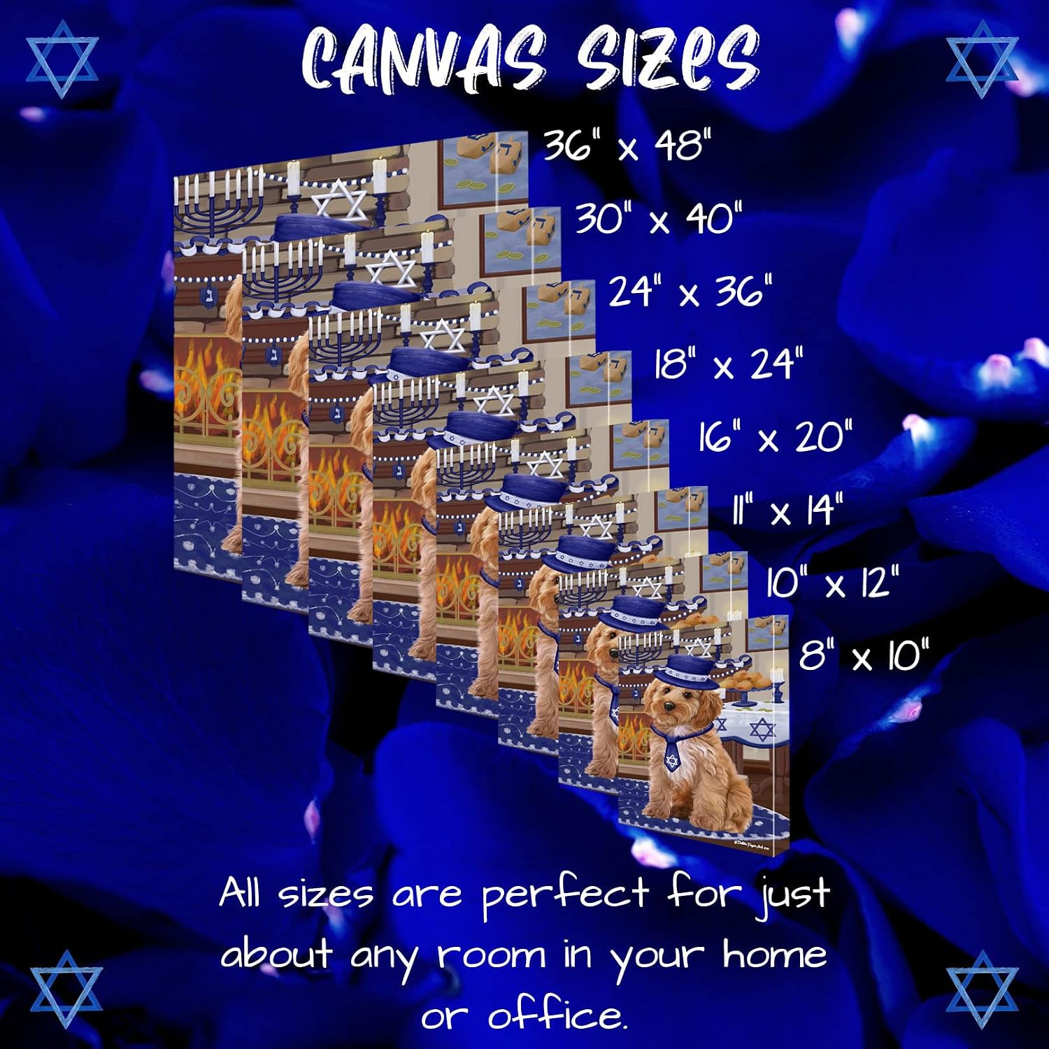 Doggie of the Day Hanukkah Both with Cockapoo Dogs Canvas Wall Art - Premium Quality Ready to Hang Room Decor - Flat Rolled 16" x 20"