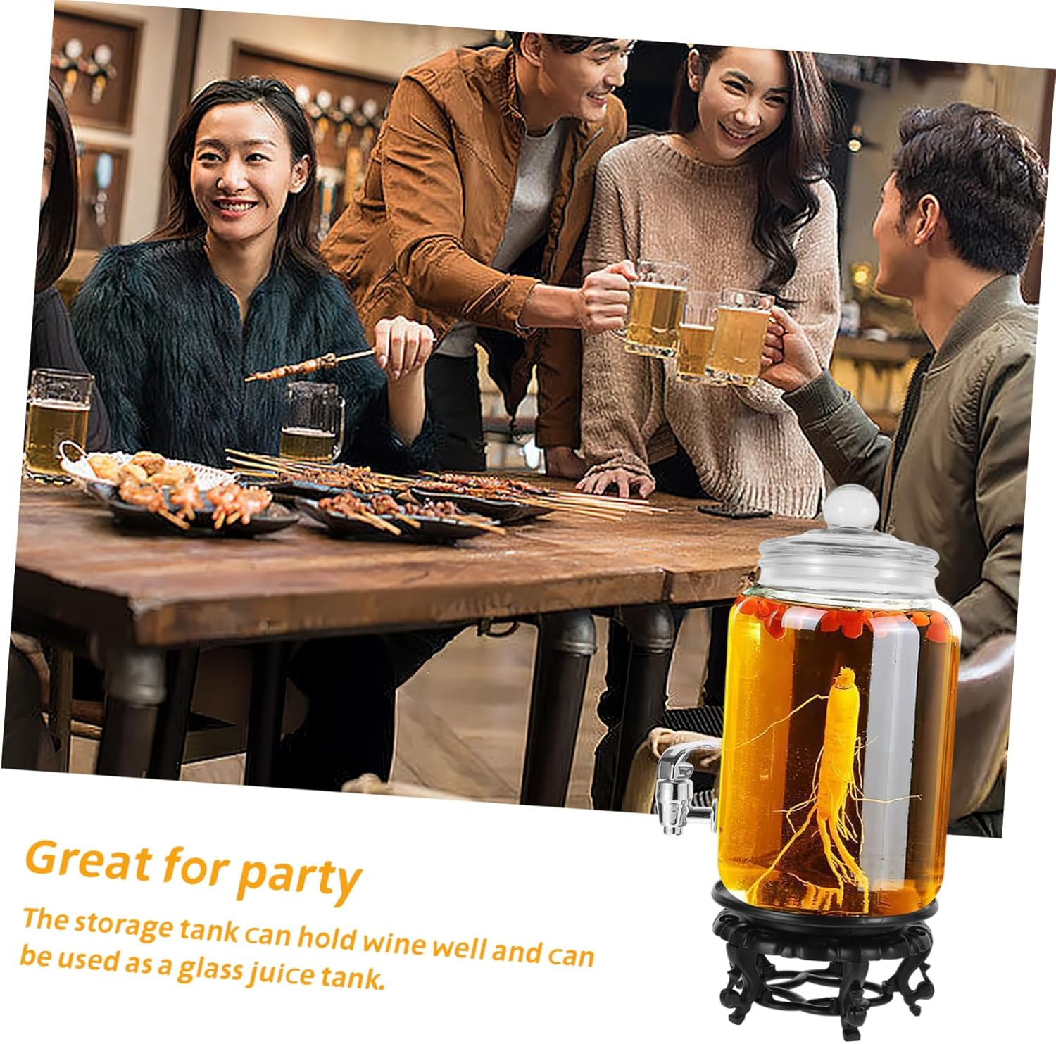 Ciieeo Glass Wine Jar Base Sealed Beverage Container for Home Brewing for Wine Juice and Tea 1 Set