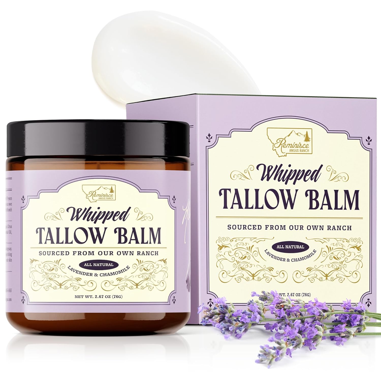 Beef Tallow Skin and Face Balm – 100% Grass Fed Whipped Tallow Balm, Natural Manuka Honey Infused Face Moisturizer, Grapefruit and Lemon 2.67 oz