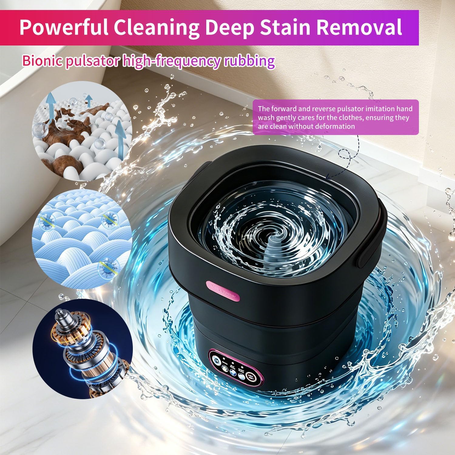 Portable Washing Machine, 13L Mini Washer with Spin Dryer