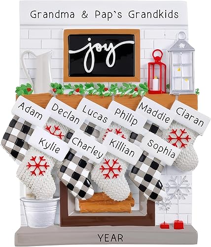 Miniatura 16 de Adorno de Navidad para chimenea 2024 – Personalización rápida y gratuita las 24 horas – Recuerdo de medias de Navidad familiares – Decoración de