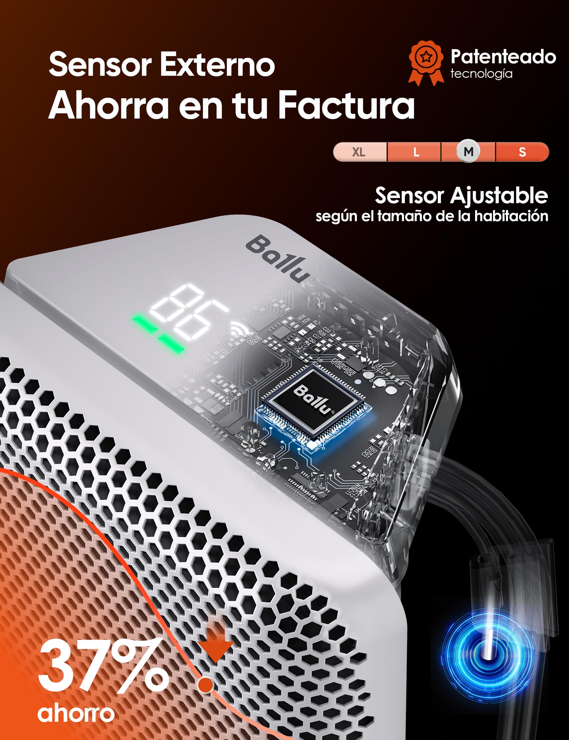 Ballu Radiador Eléctrico Bajo Consumo 2000W, Convector Eléctrico WiFi con App, Pantalla Táctil, Calefacción Eléctrica con Google Home y Alexa, Instalación Pared o Suelo, Mando a Distancia,Blanco