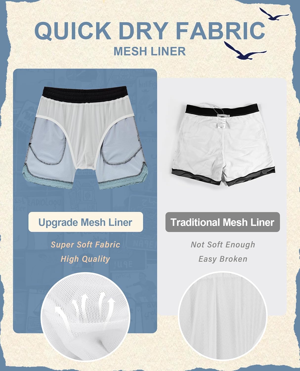 5inch Mens Swim Trunks: with Mesh Liner Lined Quick Dry Stretch Soft Comfort Beach Pool Pockets Vacation Striped - Image 5