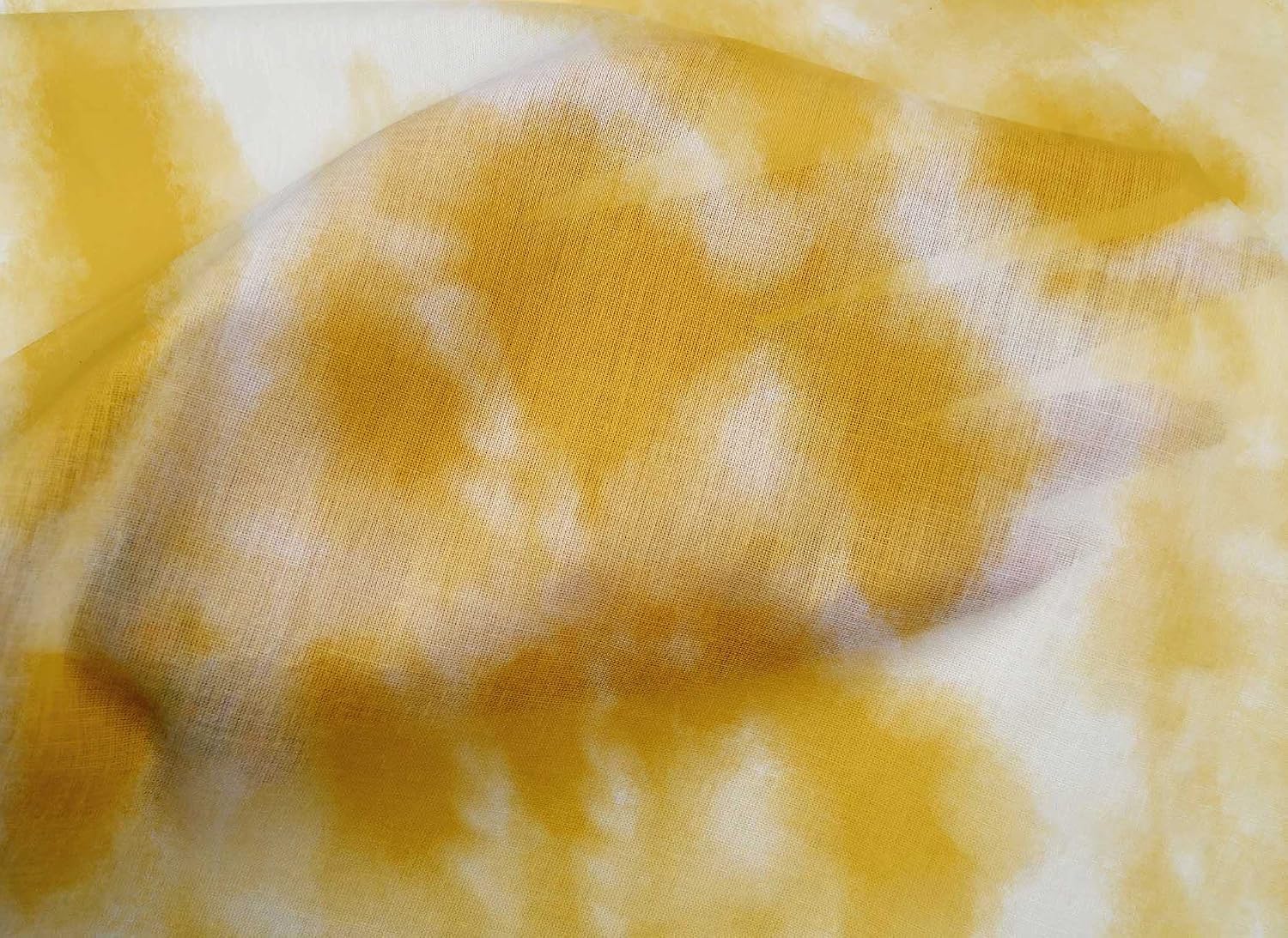 oneOone Cotton Cambric Yellow Fabric Tie Dye Sewing Material Print Fabric by The Yard 56 Inch Wide-OV0