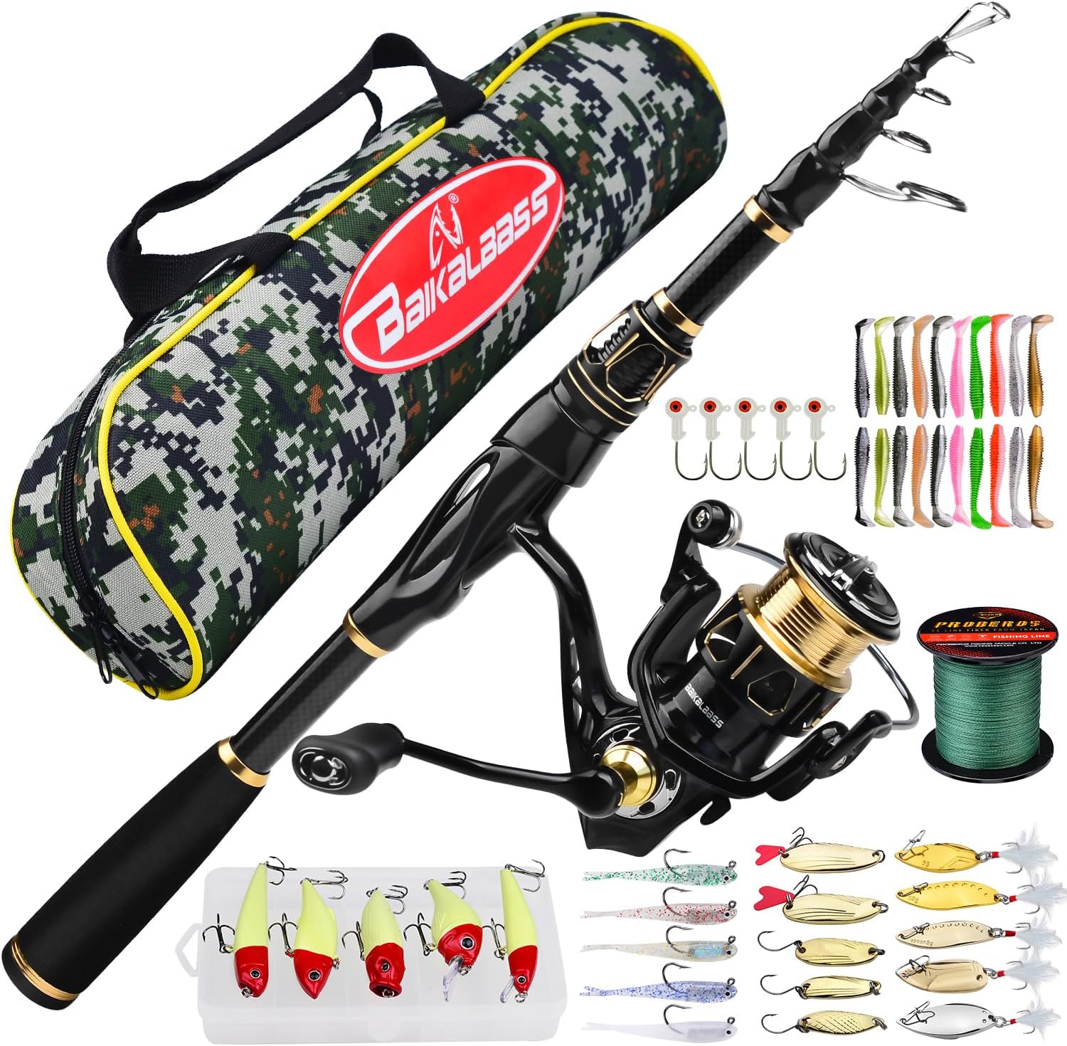 Fishing Rod and Reel Combo Carbon Fiber Telescopic