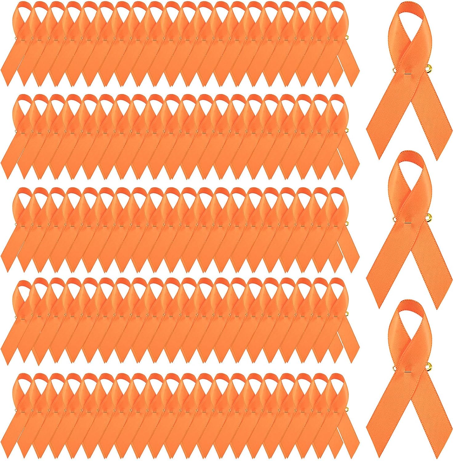 WANDIC Polyester Ribbon Pins, Satin Cancer Awareness Badge with Safety Pins Hope Faith Ribbon Brooches for Women and Men Activity Clothing Decoration（2.95 * 1.57inch）