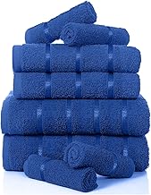 GC GAVENO CAVAILIA Egyptian Cotton Towel Bale Set, Highly Absorbent & Quick Dry Towels For Bathroom, (2 Hand - 2 Bath - 4 Face) 8 Piece Towel Set - Royal Blue