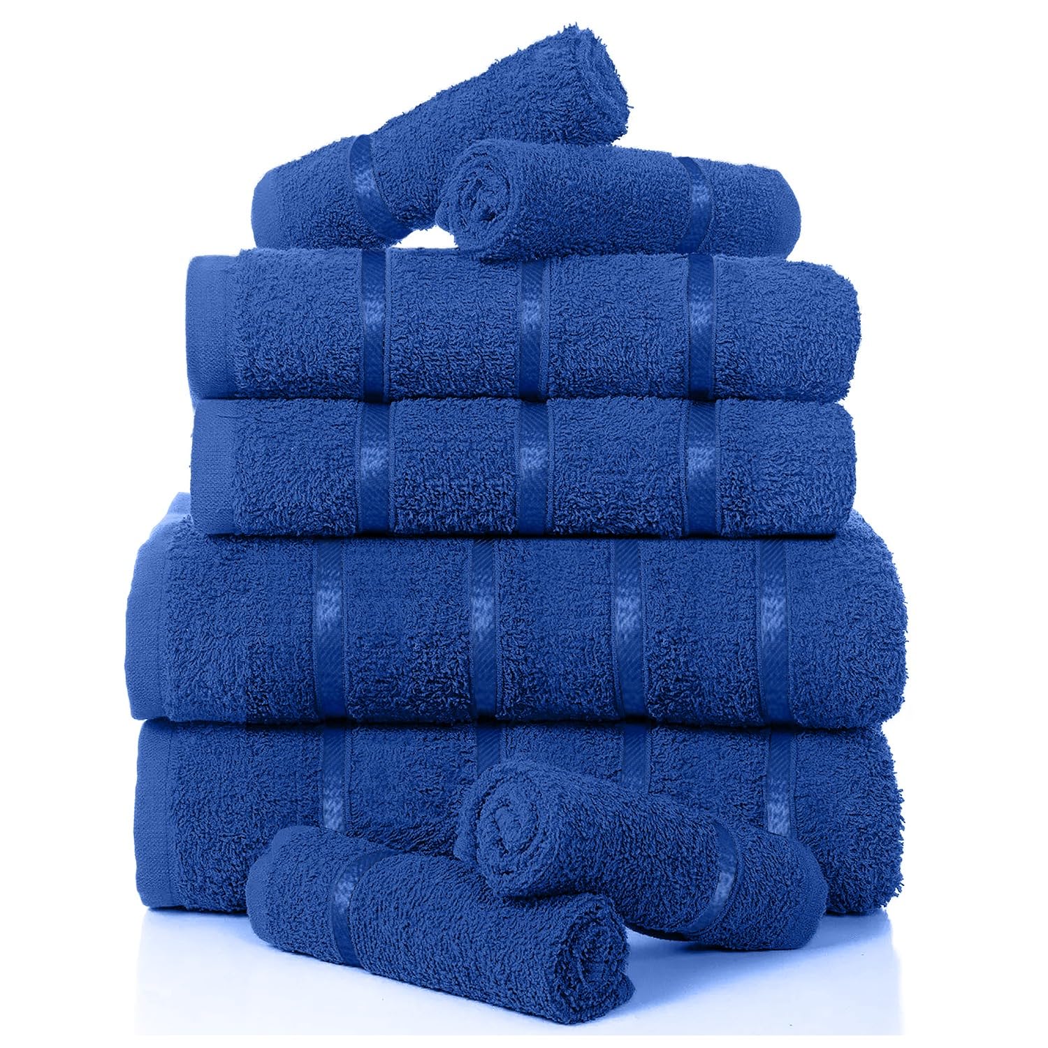 GC GAVENO CAVAILIA Egyptian Cotton Towel Bale Set, Highly Absorbent & Quick Dry Towels For Bathroom, (2 Hand - 2 Bath - 4 Face) 8 Piece Towel Set - Royal Blue