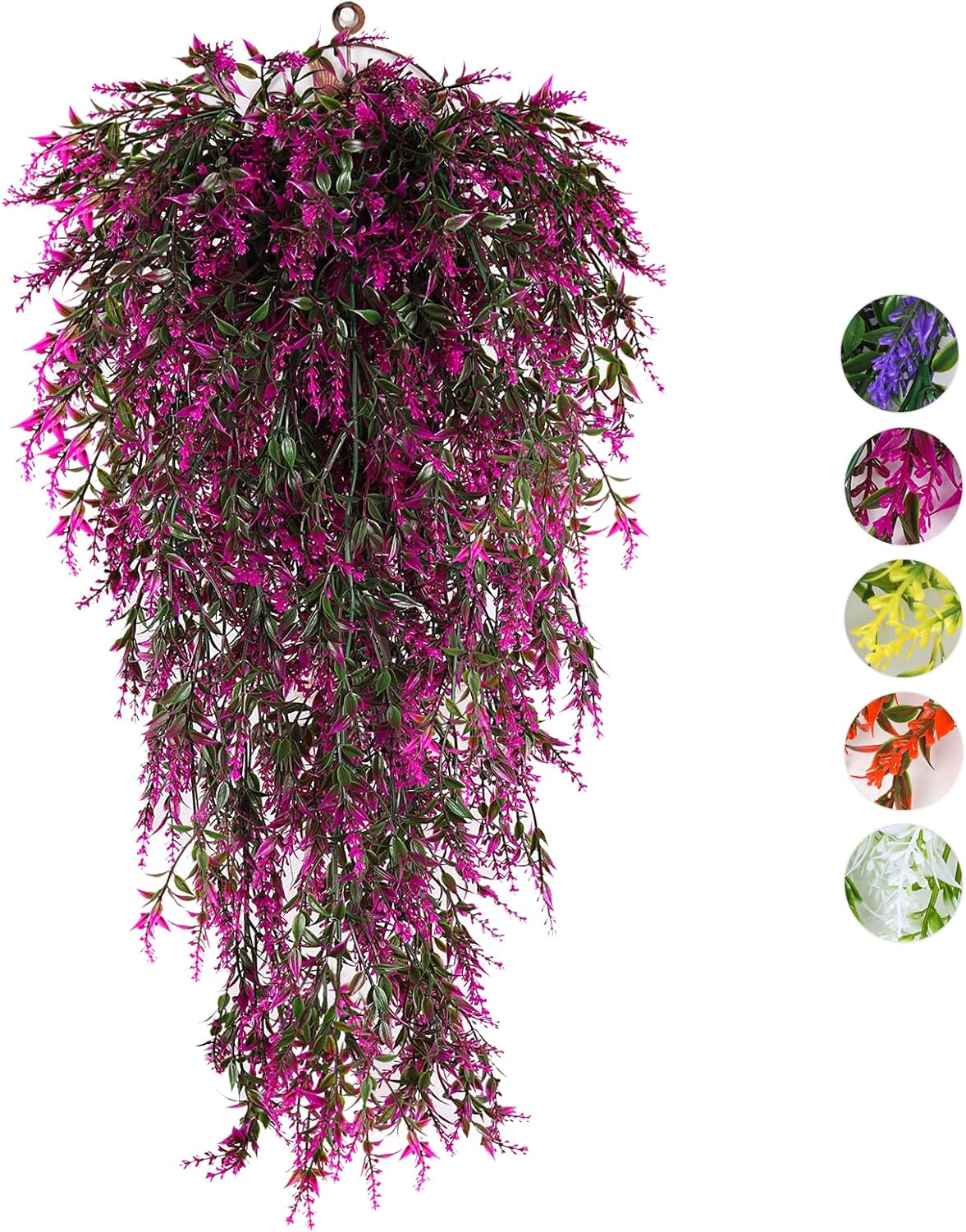 RECUTMS Artificial Flowers Hanging Plant, Faux Outdoor Vines Plants UV Resistant Backdrop Decor Hanging Flowers for Garden Porch Window Patio Hanging Planter Home Party Wedding Decor (Fuchsia)
