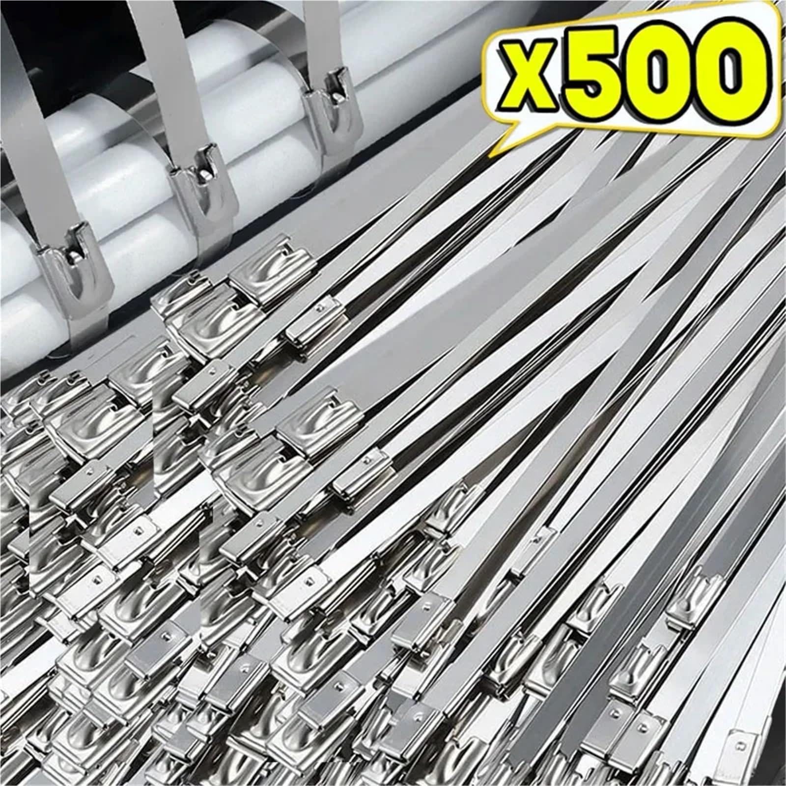 Metalowe opaski zaciskowe Opaski zaciskowe ze stali nierdzewnej, różne rozmiary, wiele sztuk(4.6x300mm,500PCS)