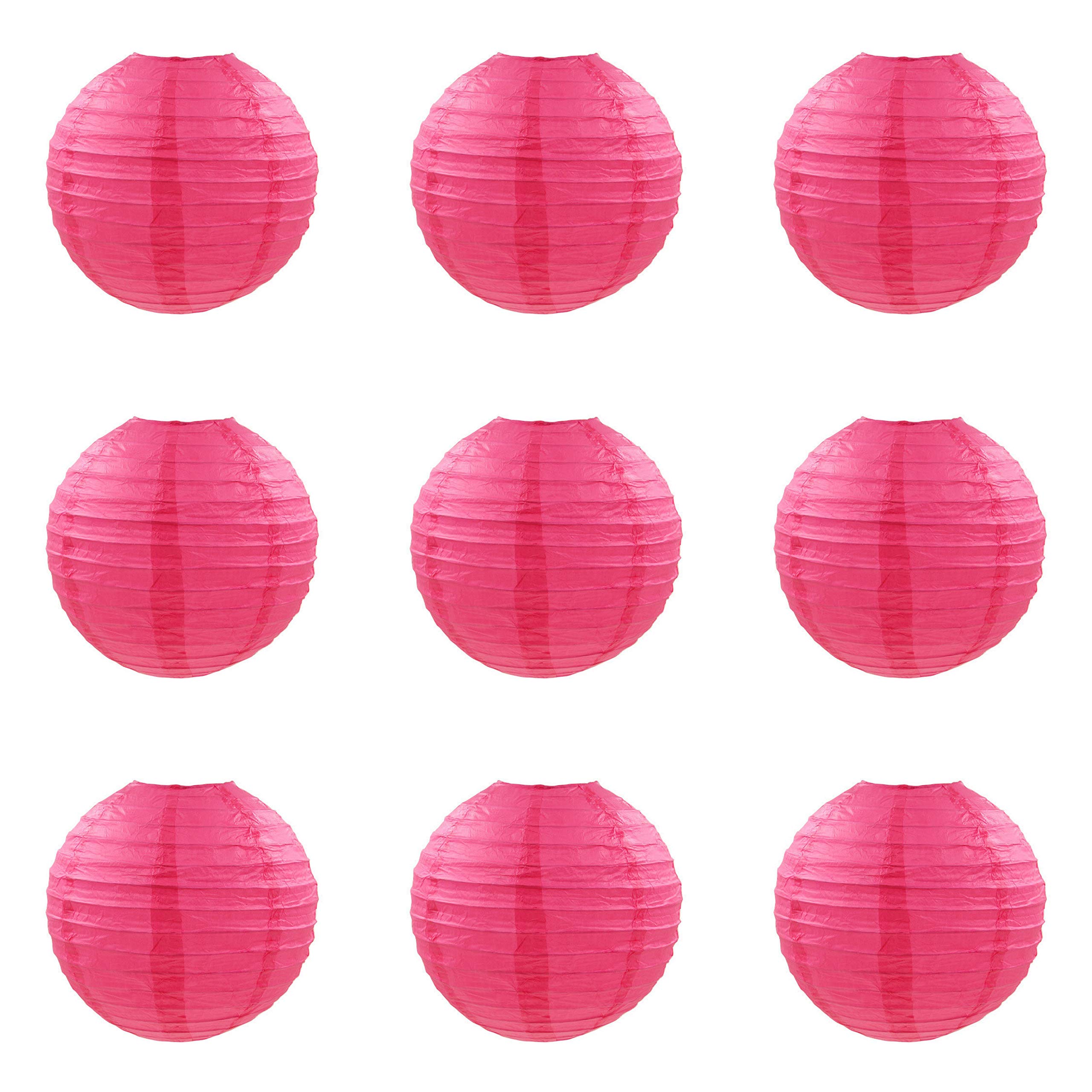 ACVIP Chinese Paper Lantern Lampshade Home Party Wedding Decor, Pack of 9 (8", Rose Red) — image 1