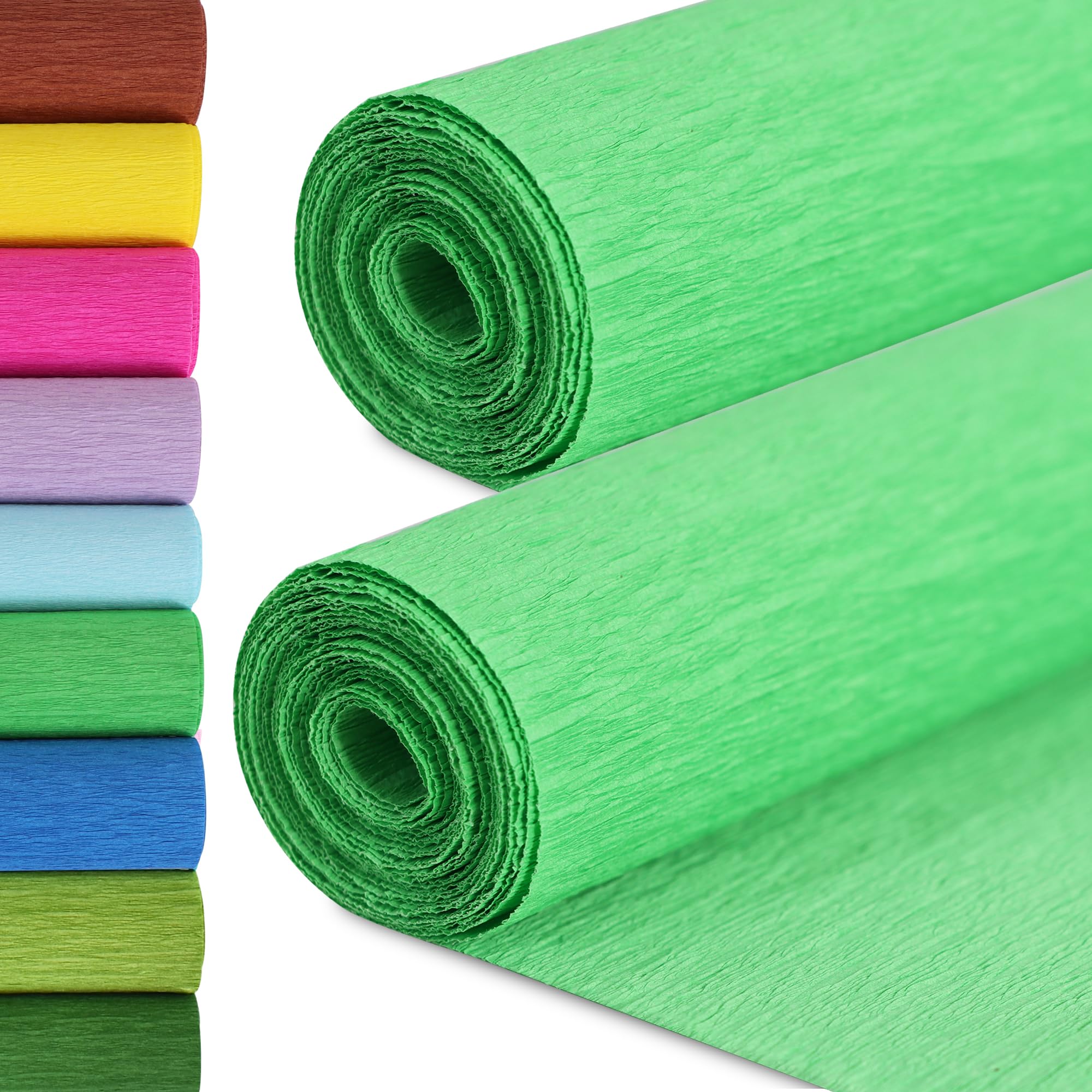 BEISHIDA Lime Green Crepe Paper Roll, 2 Rolls Crepe Paper Sheet for Craft