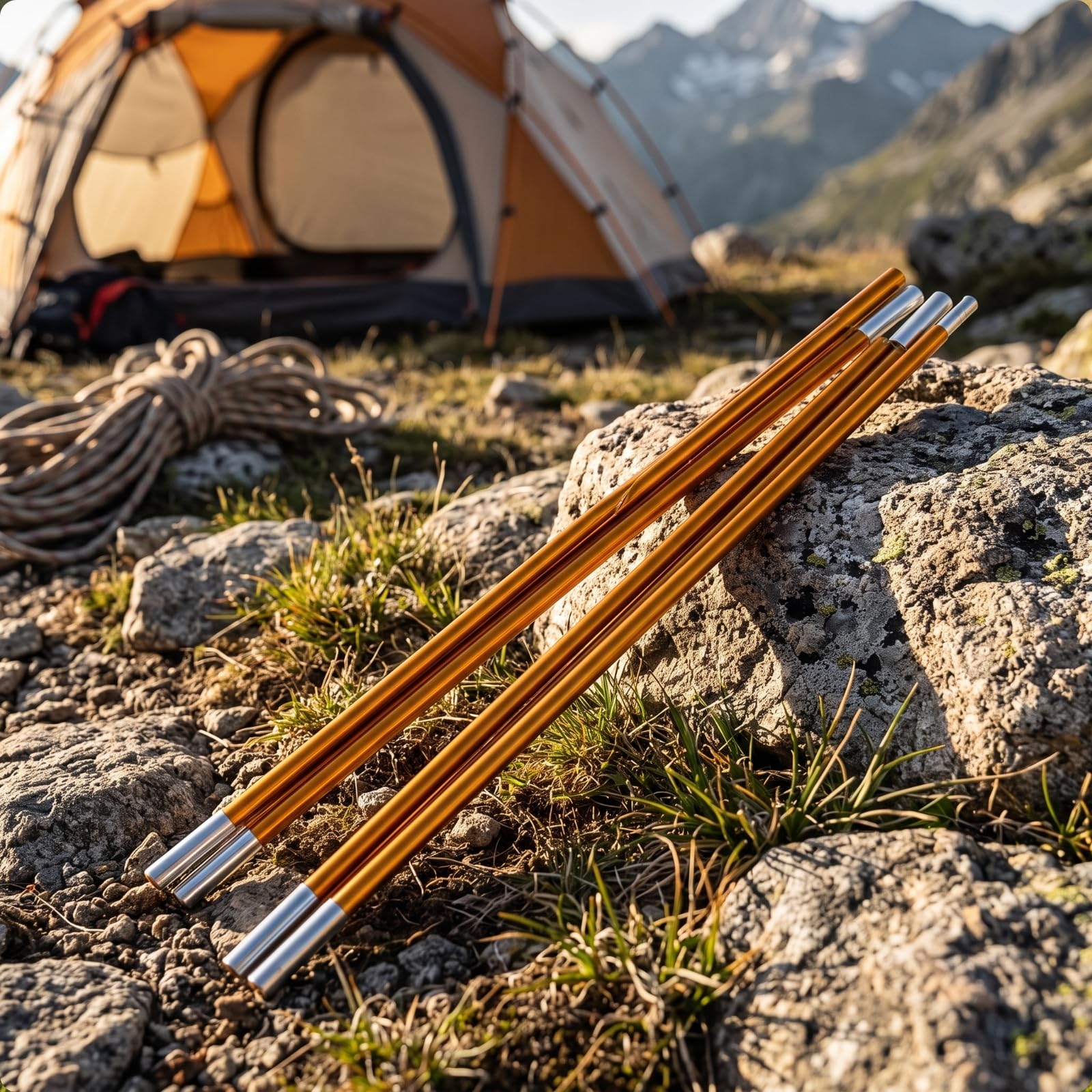2 Stück Alu-Zeltstangen stabil Zeltstangen aus Aluminium korrosionsbeständig Campingstange für Camping, 4,05 Meter