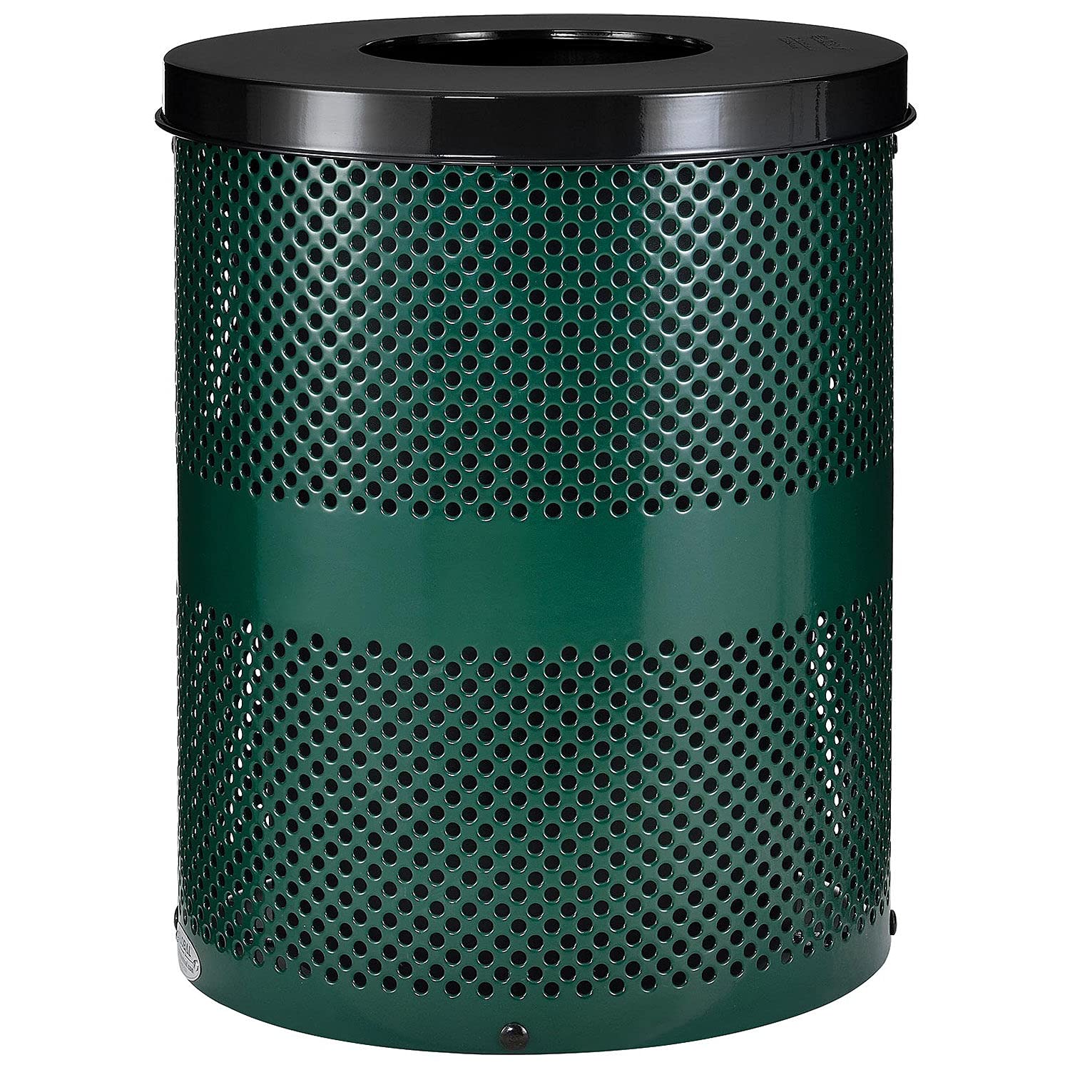 Outdoor Perforated Steel Trash Can with Flat Lid by Global Industrial – 36.0 gallons, Steel, Green, Model 261925GN