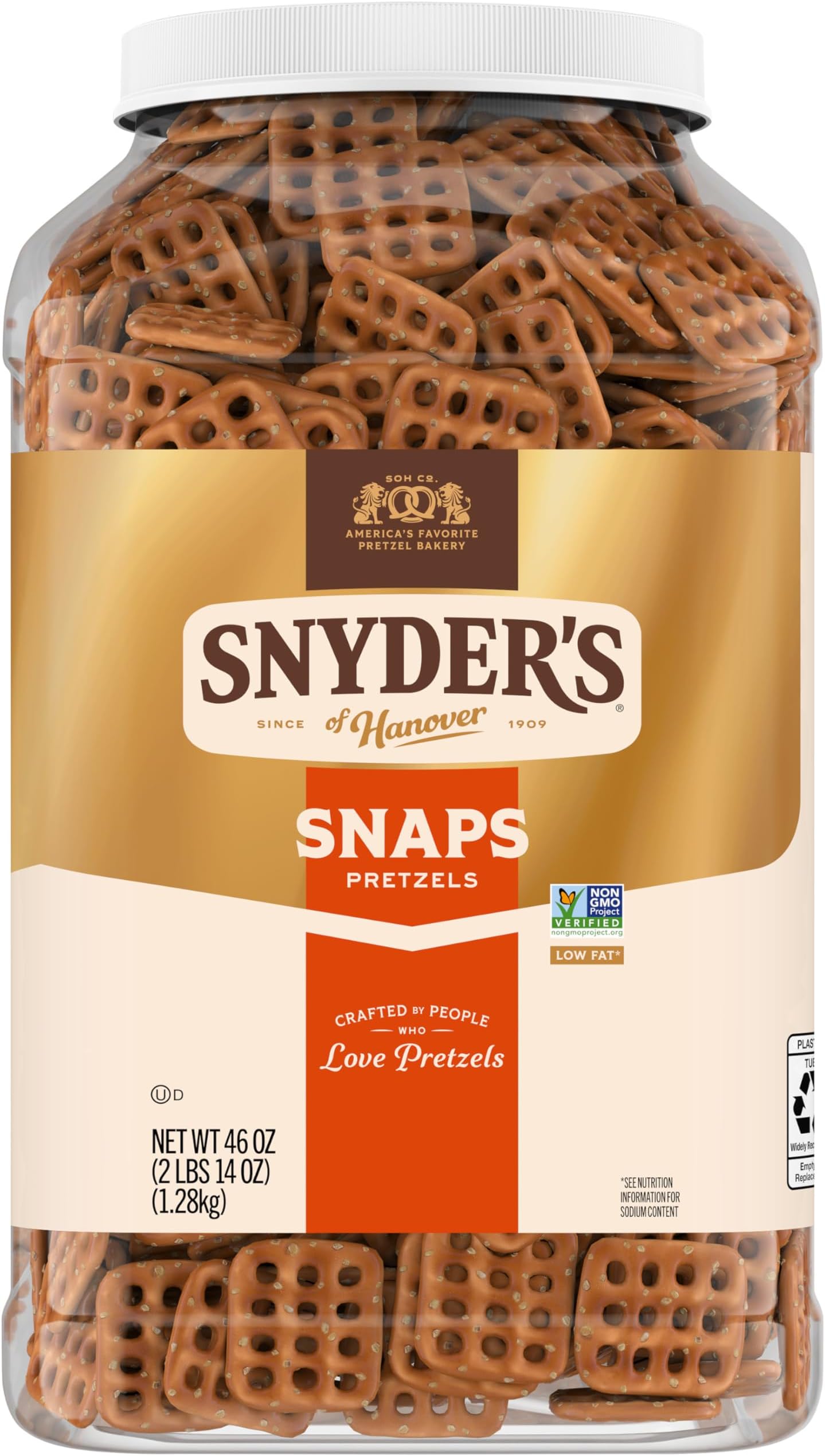 Snyder's of Hanover Pretzel Snaps, 46 Oz Canister