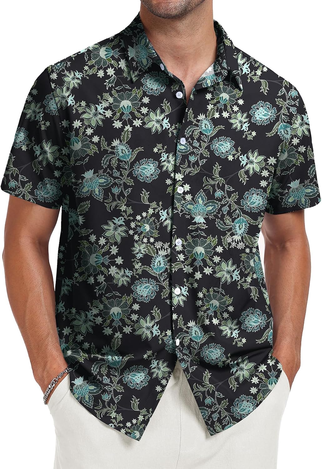 NUOKESASI Men's Tropical Hawaiian Shirt - Short Sleeve Aloha Shirt For Summer & Beach