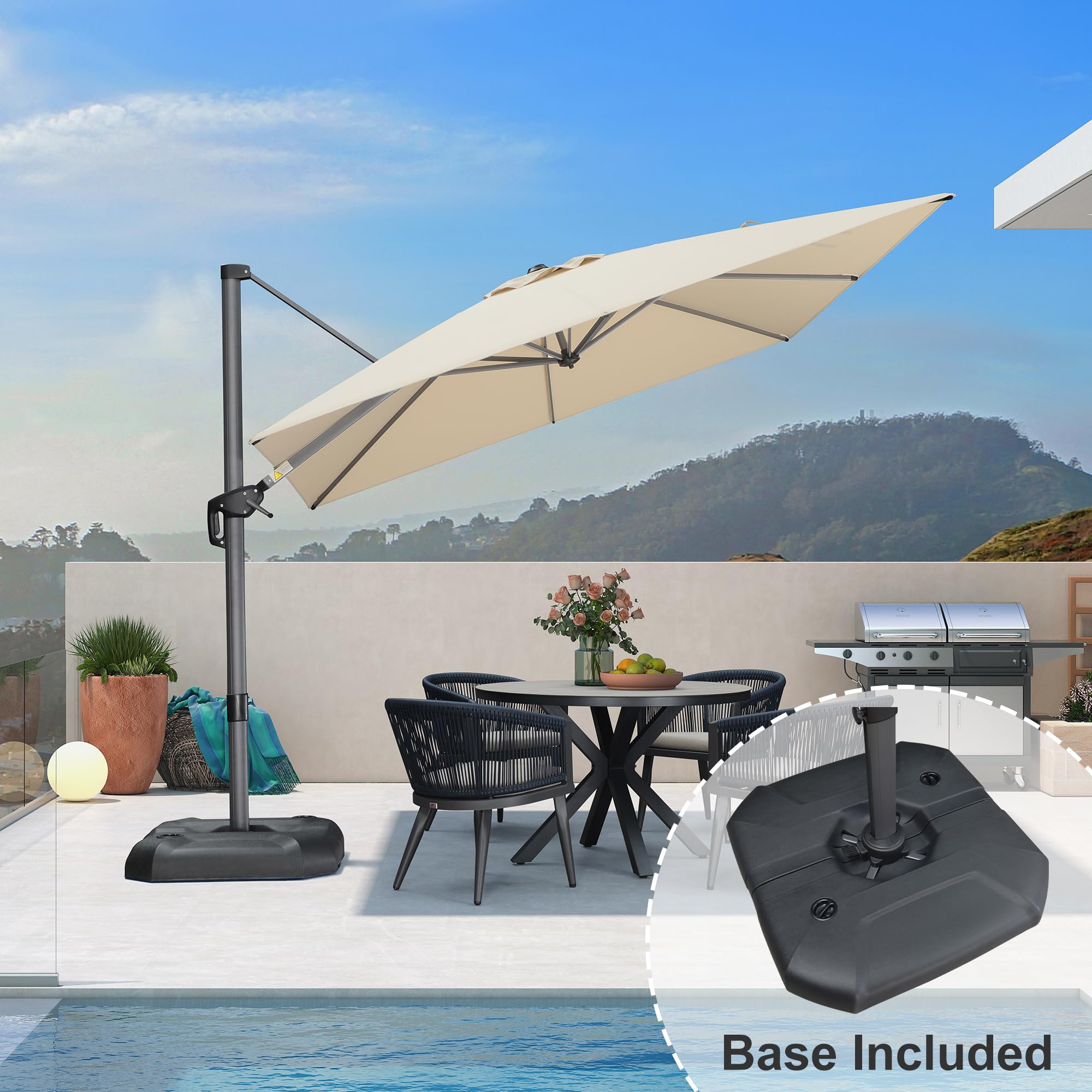best rated 10 patio umbrella PURPLE LEAF Aluminum Patio Umbrella In Wood Color
