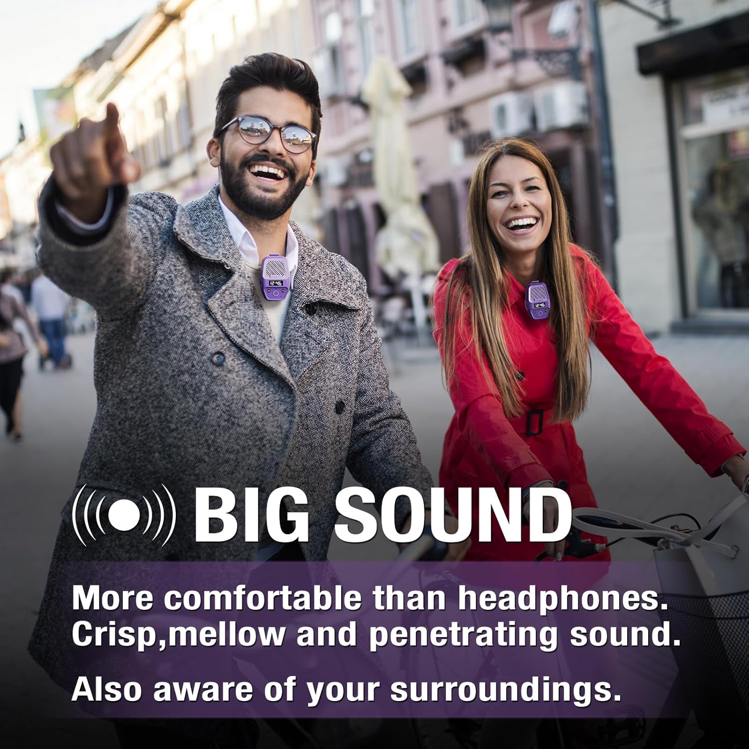 STAR1 Wearable Bluetooth Speaker, Clip-on Waterproof Speaker with LED Lighting & Clock Display, Built-in Microphone, Magnetic Design for Calls & Music (Purple) - Image 4