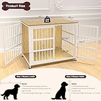 Vista 2 de Jaula para perros de 41 pulgadas, jaulas para perros de razas grandes, para interiores de madera, mesa auxiliar, jaula combinada de interior Roble
