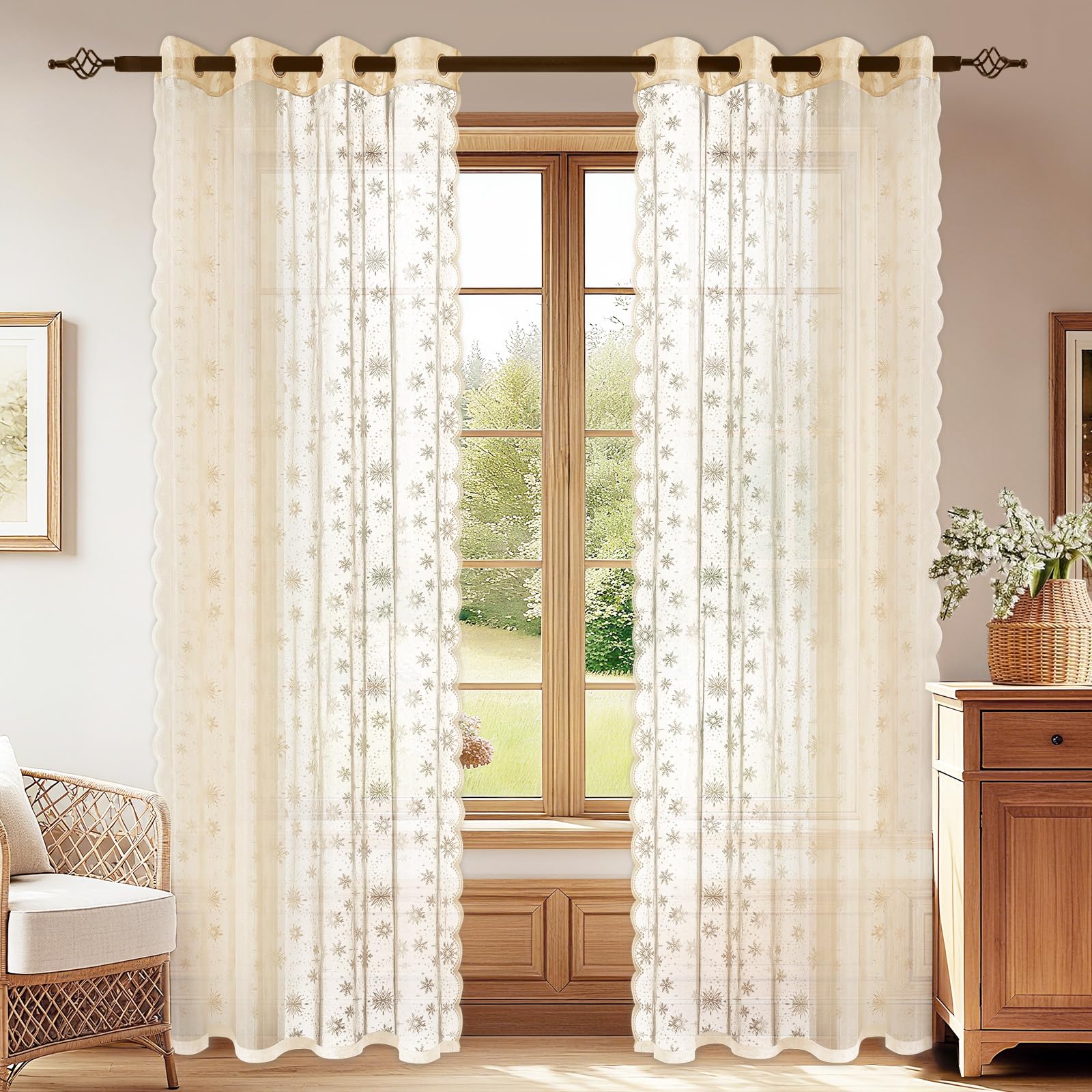 Souple rideau salon et chambre YSTELLAA : créez une ambiance douce avec ce voilage beige