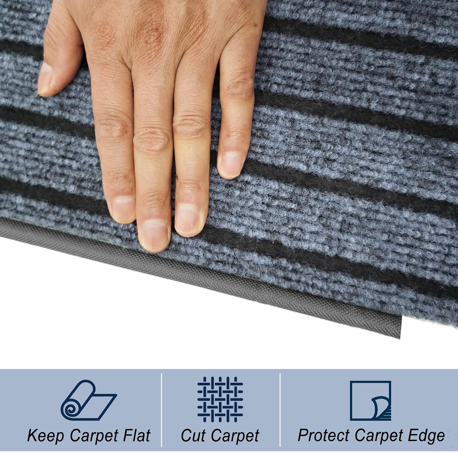 Carpet Edge Binding Tape 52FT Roll Rug Binding Taping with Self-Adhesive Finishing Edge Gray DIY Cuttable