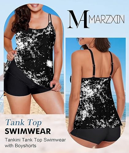 Miniatura 3 de MARZXIN Traje de baño tankini para mujer, diseño floral, de dos piezas, camiseta sin mangas, con pantalones cortos