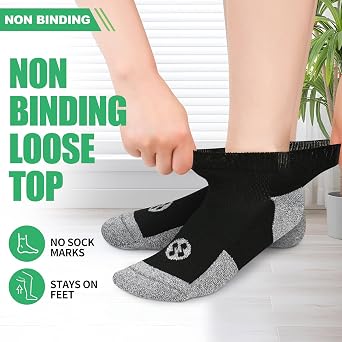 Diabetic Socks for Men,6 Pairs Low Cut Diabetic Neuropathy Socks for Men 9-12/10-13(Black-Large)