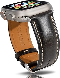 Lederbänder Kompatibel mit Apple Watch 38mm 40mm 41mm 42mm 44mm 45mm 49mm,Wachsöl Lederband für Männer Ultra Serie 9 8 7 6 5 4 3 2 1