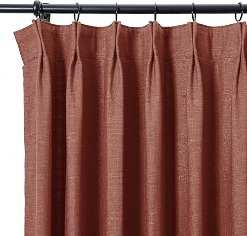 Miniatura 213 de Drapifytex Cortina plisada de lino sintético, cortina para oscurecer la habitación, 56 pulgadas de ancho x 96 pulgadas de largo, cortina de cobre 26