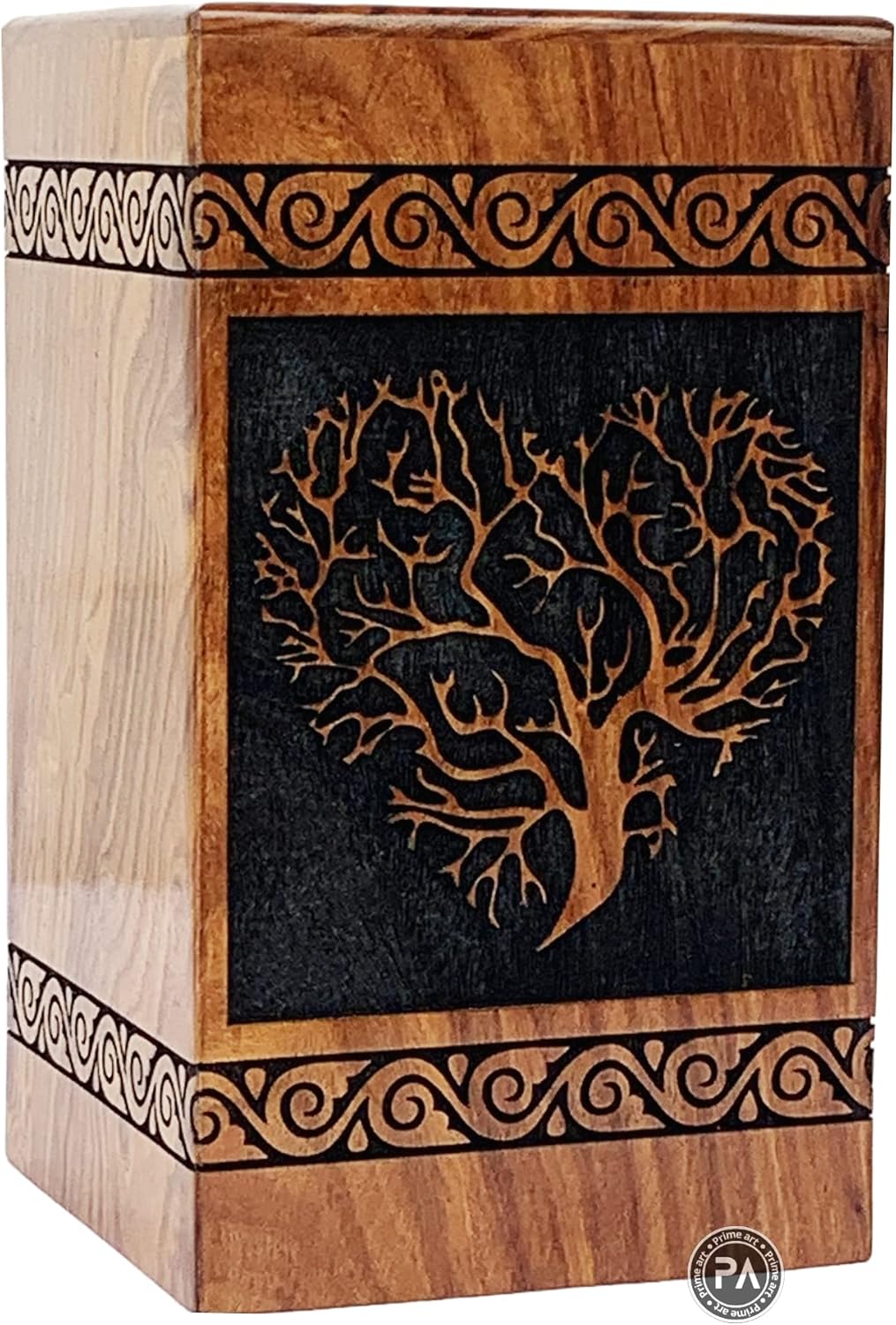 Urns For Human ashes Adult Wooden Urns Box Heart Tree Of Life Cremation Urns Memorial Funeral Urns ((Large - 11.25"Hx6.25"W (250 Cu/in), Rosewood Black)