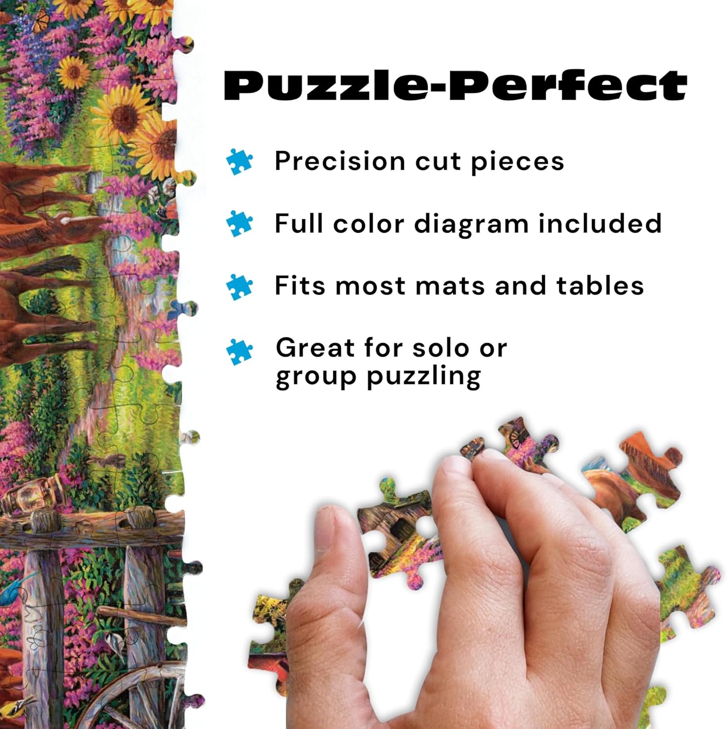 Puzzles for Adults 1000 Pieces – Buffalo Games Chuck Pinson’s Escapes: Free to Roam, Challenging 1000 Piece Jigsaw Puzzle for Adults with Poster, Premium Puzzle Made in The USA