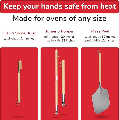 Miniatura 3 de Juego de accesorios para horno de pizza, kit de fabricación de pizza de 3 piezas con cáscara de pizza, horno de pizza y cepillo de piedra con
