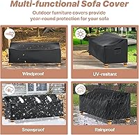 Vista 4 de Funda para sofá de exterior impermeable, 230 cm de ancho x 107 cm de profundidad x 81 cm de alto, fundas para muebles de patio impermeables, funda