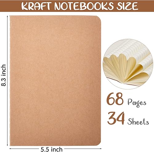 Vista 2 de Epakh 48 cuadernos de papel kraft A5 para el regreso a clases, a granel, con forro en blanco, cuaderno de bocetos opcional, diario de viaje